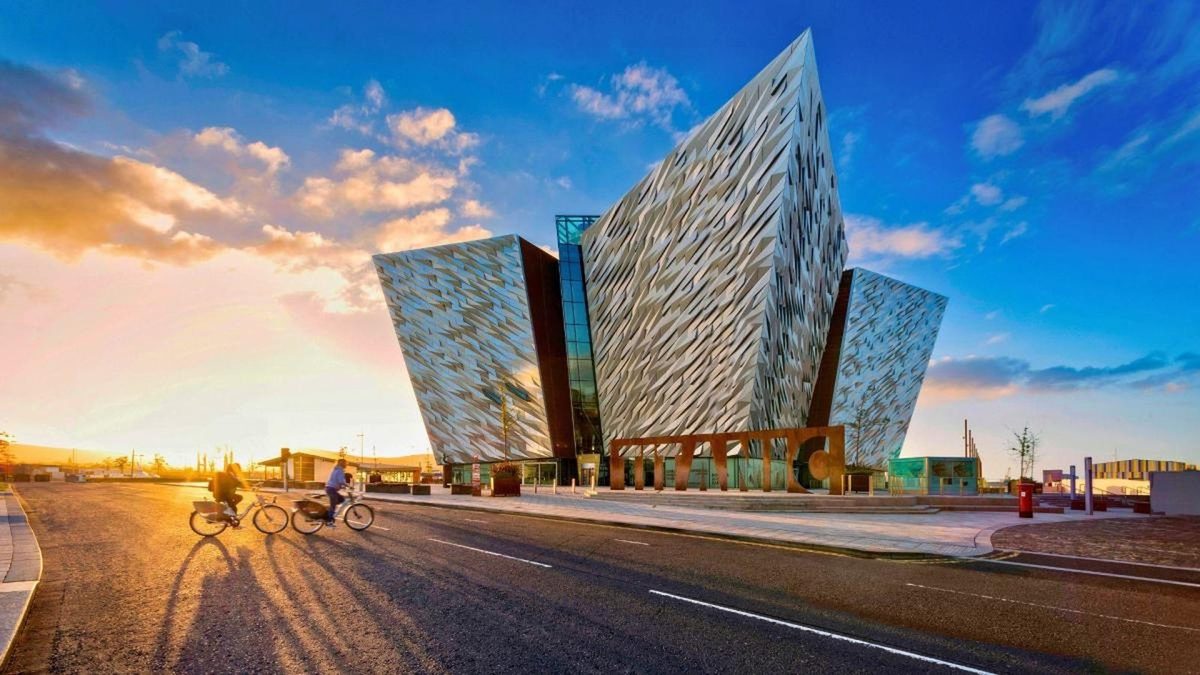 Titanic Belfast at sunset